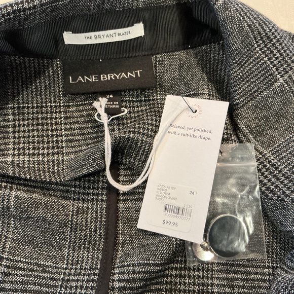 Lane Bryant Blazer 24  Shimmery Gray Plaid 2-Button Holiday Career Classic Party - Picture 6 of 8